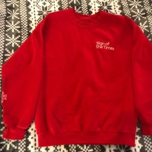 ISO harry styles hs1 Merch; red sign of the times sweatshirt; hslot tour
